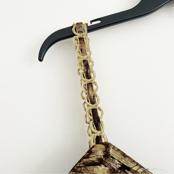 Vintage Y2K  NWT Silk Blend WD.NY Gold Metallic Brown Cami Blouse Size 8 - Picture 5 of 9